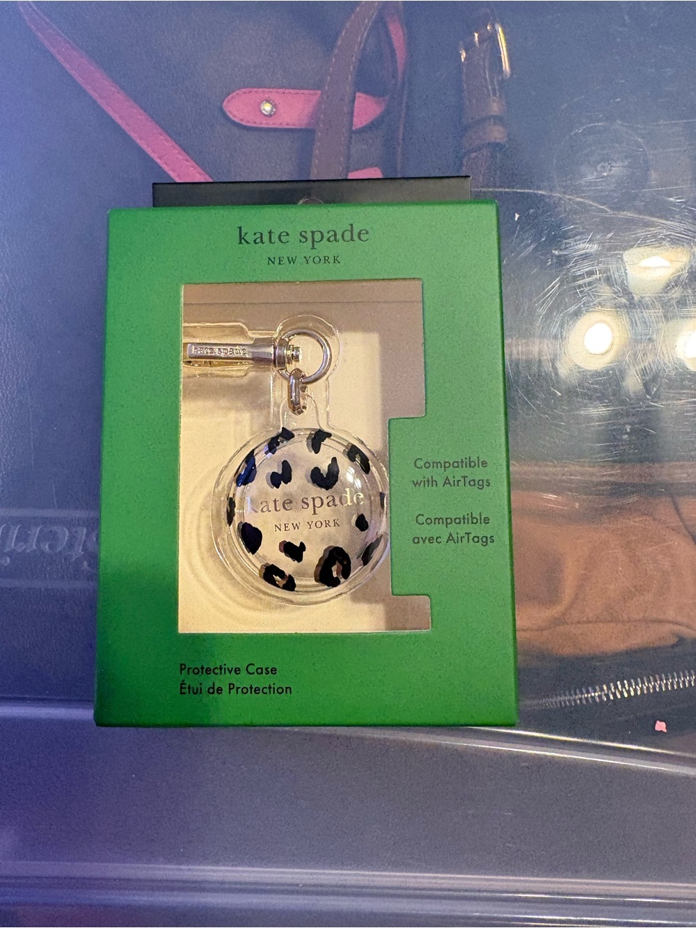 kate spade White & Black Leopard AirTag Case